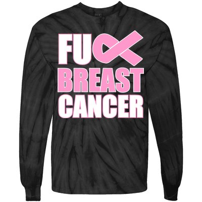 Fuck Breast Cancer Fight Logo Tie-Dye Long Sleeve Shirt