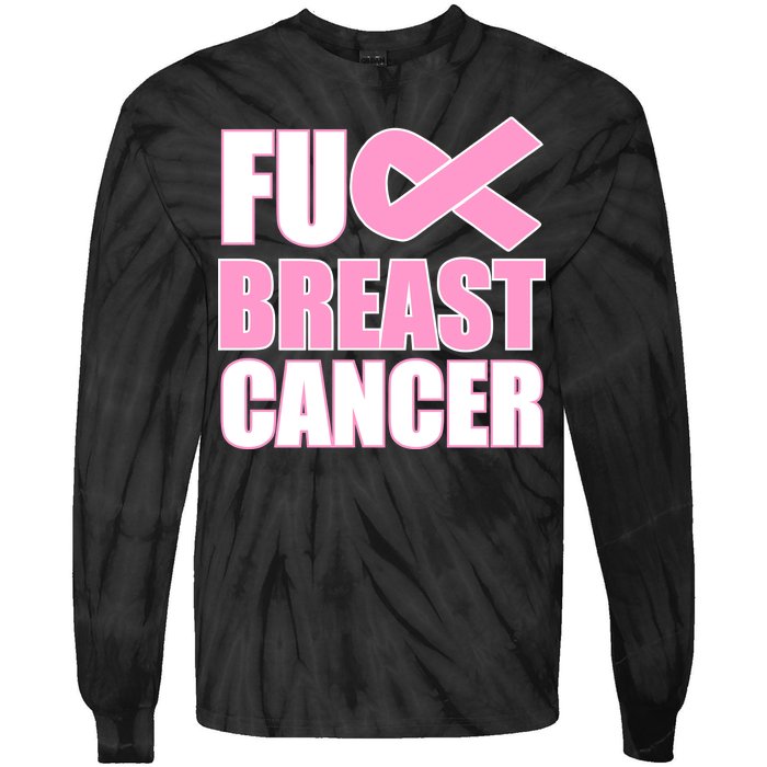 Fuck Breast Cancer Fight Logo Tie-Dye Long Sleeve Shirt