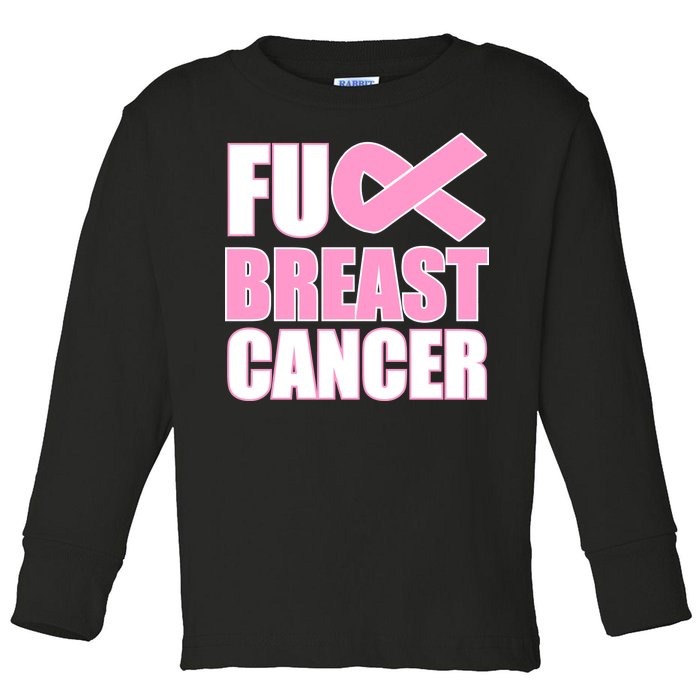 Fuck Breast Cancer Fight Logo Toddler Long Sleeve Shirt