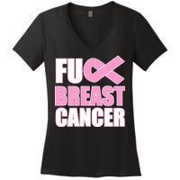 Fuck Breast Cancer Fight Logo Women's V-Neck T-Shirt