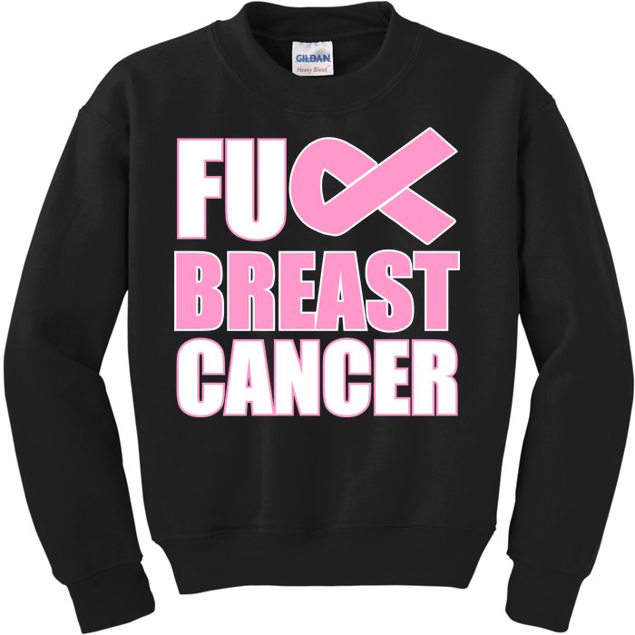 Fuck Breast Cancer Fight Logo Kids Sweatshirt