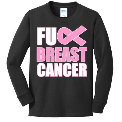 Fuck Breast Cancer Fight Logo Kids Long Sleeve Shirt