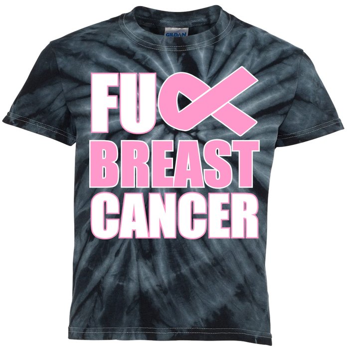 Fuck Breast Cancer Fight Logo Kids Tie-Dye T-Shirt