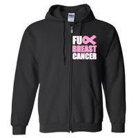 Fuck Breast Cancer Fight Logo Full Zip Hoodie