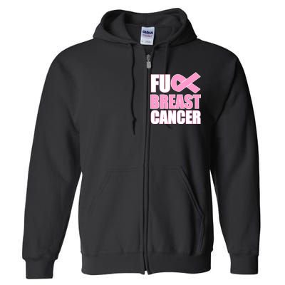 Fuck Breast Cancer Fight Logo Full Zip Hoodie