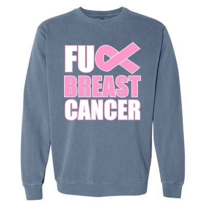 Fuck Breast Cancer Fight Logo Garment-Dyed Sweatshirt