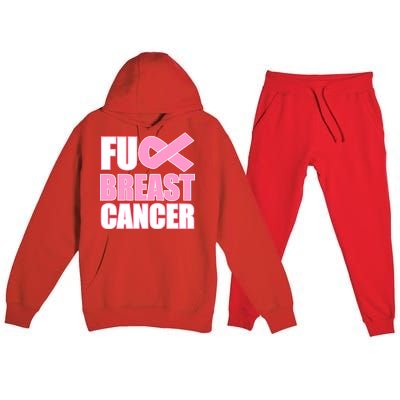 Fuck Breast Cancer Fight Logo Premium Hooded Sweatsuit Set