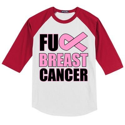 Fuck Breast Cancer Fight Logo Kids Colorblock Raglan Jersey