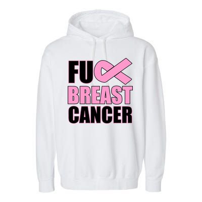 Fuck Breast Cancer Fight Logo Garment-Dyed Fleece Hoodie