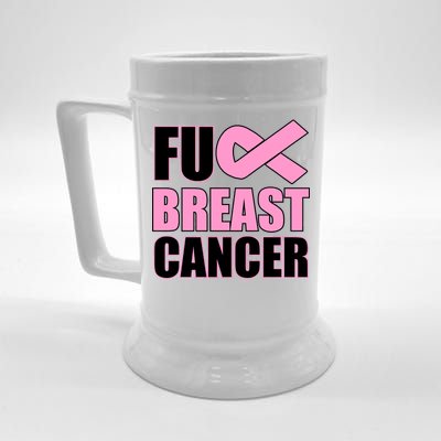 Fuck Breast Cancer Fight Logo Beer Stein