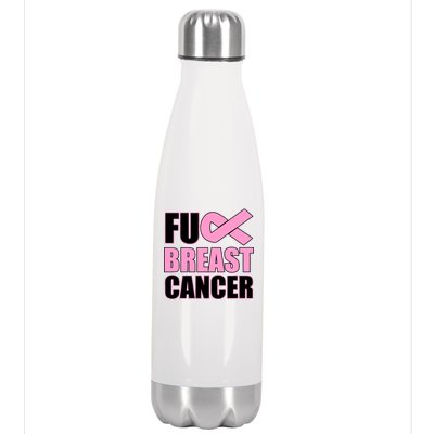 Fuck Breast Cancer Fight Logo Stainless Steel Insulated Water Bottle