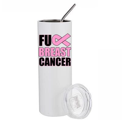 Fuck Breast Cancer Fight Logo Stainless Steel Tumbler