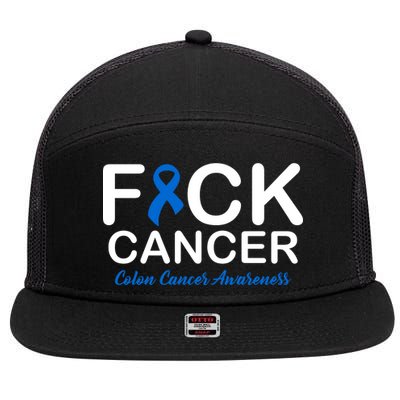 Fuck Cancer Colon Cancer Awareness 7 Panel Mesh Trucker Snapback Hat