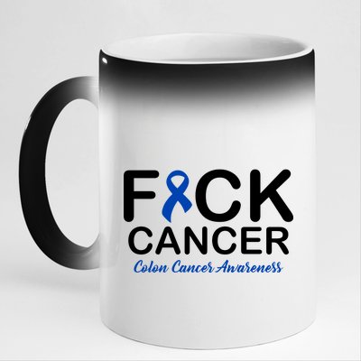 Fuck Cancer Colon Cancer Awareness 11oz Black Color Changing Mug