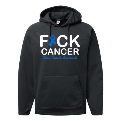 Fuck Cancer Colon Cancer Awareness Performance Fleece Hoodie