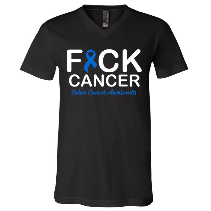 Fuck Cancer Colon Cancer Awareness V-Neck T-Shirt