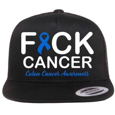 Fuck Cancer Colon Cancer Awareness Flat Bill Trucker Hat