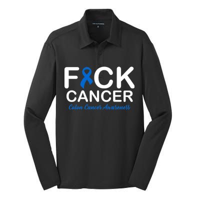 Fuck Cancer Colon Cancer Awareness Silk Touch Performance Long Sleeve Polo