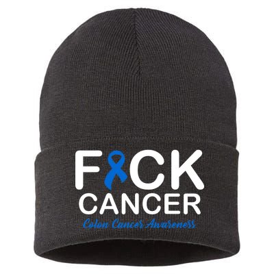 Fuck Cancer Colon Cancer Awareness Sustainable Knit Beanie