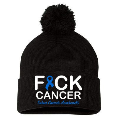 Fuck Cancer Colon Cancer Awareness Pom Pom 12in Knit Beanie