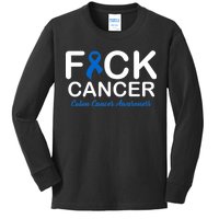 Fuck Cancer Colon Cancer Awareness Kids Long Sleeve Shirt