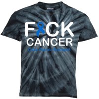 Fuck Cancer Colon Cancer Awareness Kids Tie-Dye T-Shirt