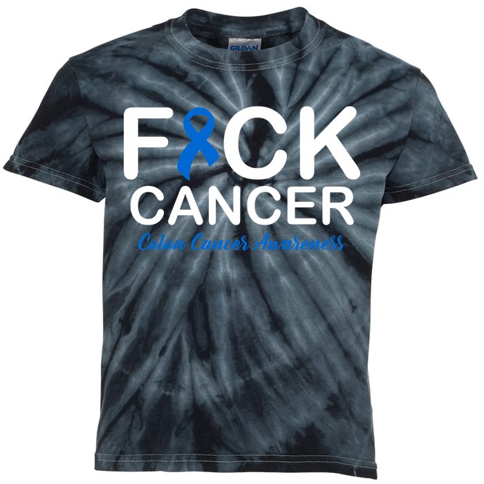 Fuck Cancer Colon Cancer Awareness Kids Tie-Dye T-Shirt