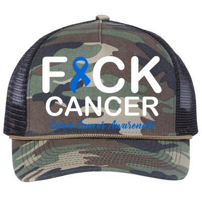 Fuck Cancer Colon Cancer Awareness Retro Rope Trucker Hat Cap