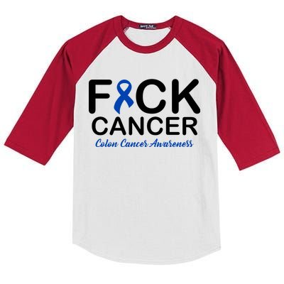 Fuck Cancer Colon Cancer Awareness Kids Colorblock Raglan Jersey