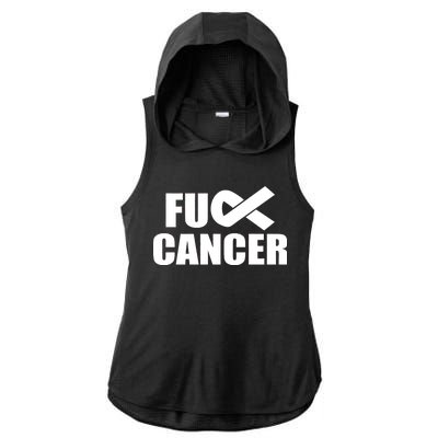 Fuck Cancer Fight Logo Ladies PosiCharge Tri-Blend Wicking Draft Hoodie Tank