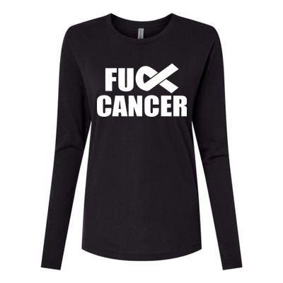 Fuck Cancer Fight Logo Womens Cotton Relaxed Long Sleeve T-Shirt