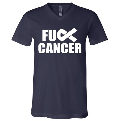 Fuck Cancer Fight Logo V-Neck T-Shirt