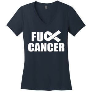 Fuck Cancer Fight Logo Women's V-Neck T-Shirt