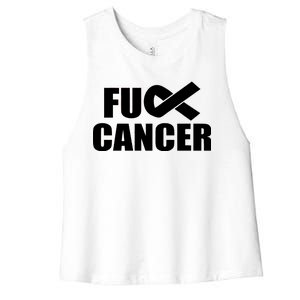 Fuck Cancer Fight Logo Women's Racerback Cropped Tank