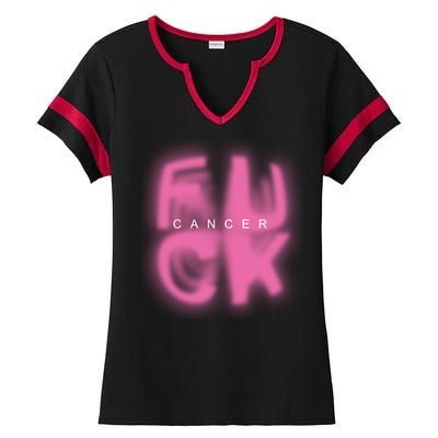 Fuck Cancer Logo Ladies Halftime Notch Neck Tee