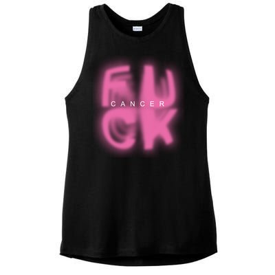 Fuck Cancer Logo Ladies PosiCharge Tri-Blend Wicking Tank