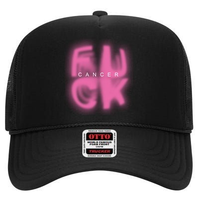 Fuck Cancer Logo High Crown Mesh Back Trucker Hat