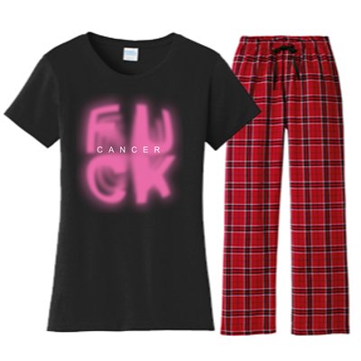 Fuck Cancer Logo Women's Flannel Pajama Set