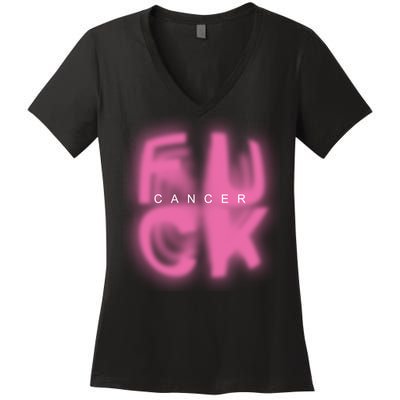 Fuck Cancer Logo Women's V-Neck T-Shirt