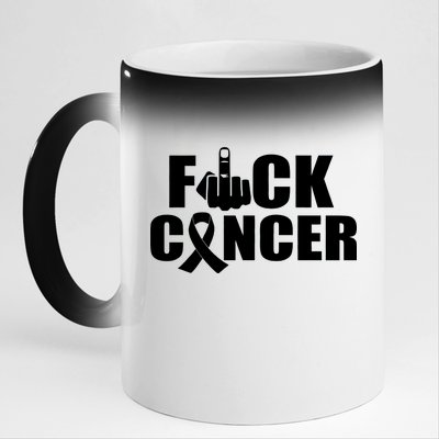 Fuck Cancer Ribbon Middle Finger 11oz Black Color Changing Mug