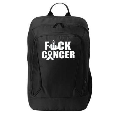 Fuck Cancer Ribbon Middle Finger City Backpack