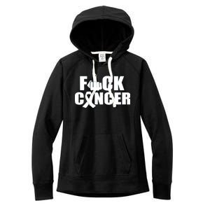 Fuck Cancer Ribbon Middle Finger Women's Fleece Hoodie