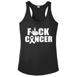 Fuck Cancer Ribbon Middle Finger Ladies PosiCharge Competitor Racerback Tank