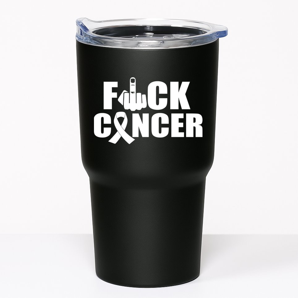 Fuck Cancer Ribbon Middle Finger Tumbler