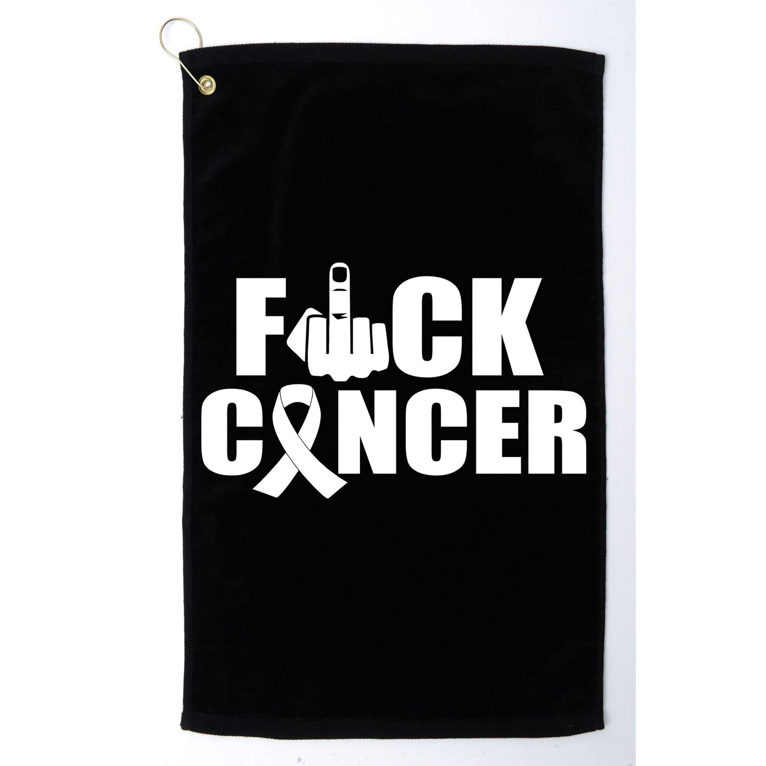 Fuck Cancer Ribbon Middle Finger Golf Towel
