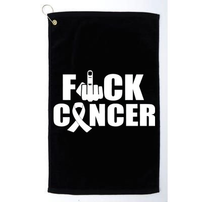 Fuck Cancer Ribbon Middle Finger Platinum Collection Golf Towel