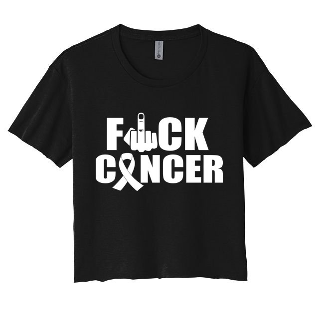 Fuck Cancer Ribbon Middle Finger Crop Top