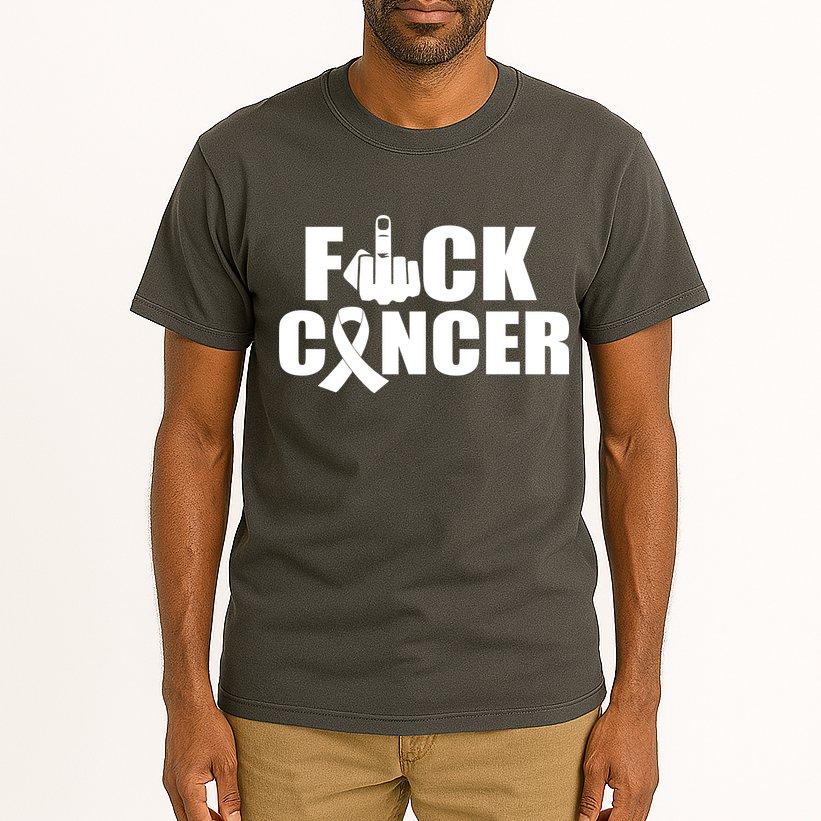 Fuck Cancer Ribbon Middle Finger Tall T-Shirt