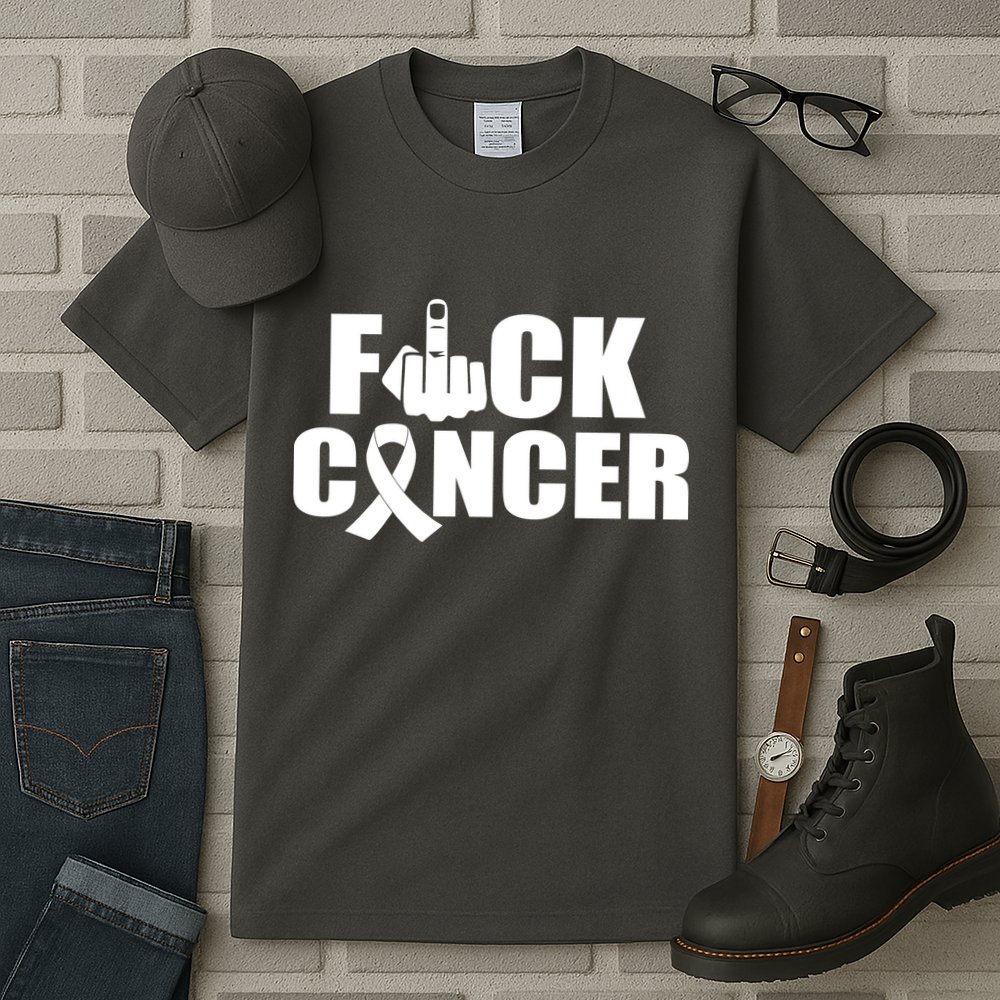 Fuck Cancer Ribbon Middle Finger Tall T-Shirt