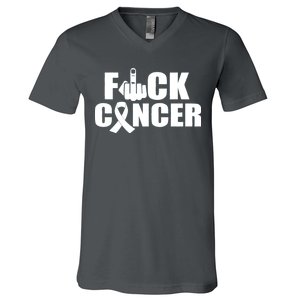 Fuck Cancer Ribbon Middle Finger V-Neck T-Shirt